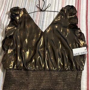 Nine West Shimmering Bronze Blouse